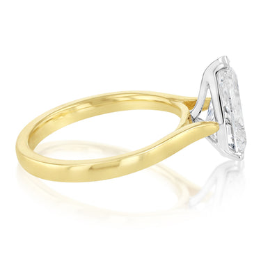 Luminesce Lab Grown 2 Carat Diamond Pear Solitaire Ring in 9ct Yellow and White Gold