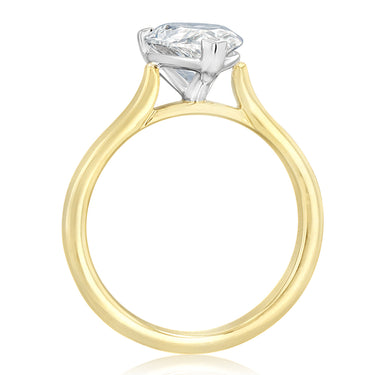 Luminesce Lab Grown 2 Carat Diamond Pear Solitaire Ring in 9ct Yellow and White Gold