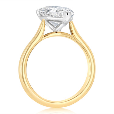Luminesce Lab Grown 3 Carat Diamond Pear Solitaire Ring in 9ct Yellow and White Gold