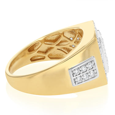 Luminesce Lab Grown 1 Carat Diamond Gents Ring in Gold Plated Sterling Silver