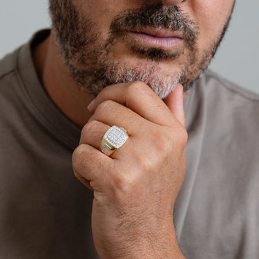 Luminesce Lab Grown 1 Carat Diamond Gents Ring in Gold Plated Sterling Silver