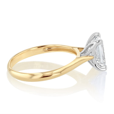 Luminesce Lab Grown 2 Carats Emerald Diamond Solitaire Ring in 9ct Yellow Gold