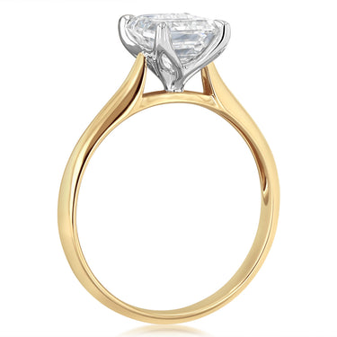 Luminesce Lab Grown 2 Carats Emerald Diamond Solitaire Ring in 9ct Yellow Gold