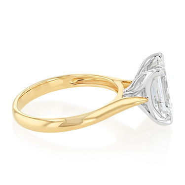 Luminesce Lab Grown 3 Carats Emerald Diamond Solitaire Ring in 9ct Yellow Gold