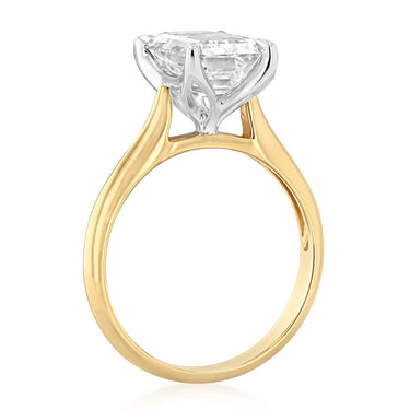 Luminesce Lab Grown 3 Carats Emerald Diamond Solitaire Ring in 9ct Yellow Gold