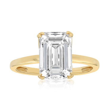 Luminesce Lab Grown 4 Carat Certified Emerald Diamond Solitaire Ring in 9ct Yellow Gold
