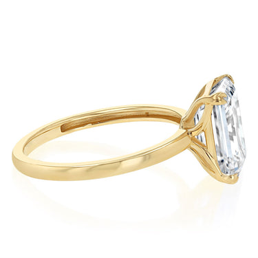 Luminesce Lab Grown 4 Carat Certified Emerald Diamond Solitaire Ring in 9ct Yellow Gold