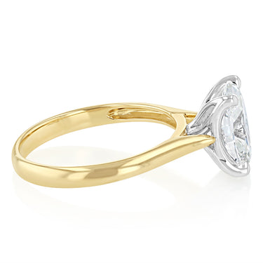 Luminesce Lab Grown 2 Carats Oval Diamond Solitaire Ring in 9ct Yellow Gold