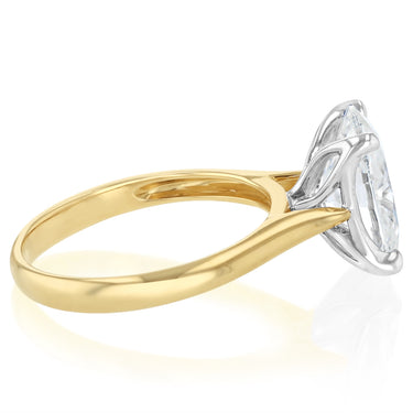 Luminesce Lab Grown 3 Carats Oval Diamond Solitaire Ring in 9ct Yellow Gold