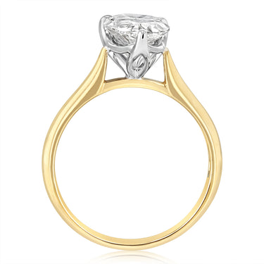 Luminesce Lab Grown 2 Carats Pear Diamond Solitaire Ring in 9ct Yellow Gold