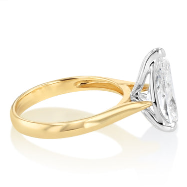 Luminesce Lab Grown 3 Carats Pear Diamond Solitaire Ring in 9ct Yellow Gold