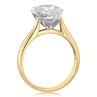 Luminesce Lab Grown 3 Carats Pear Diamond Solitaire Ring in 9ct Yellow Gold