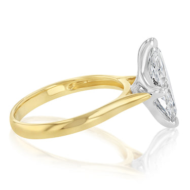 Luminesce Lab Grown 2 Carats Marquise Diamond Solitaire Ring in 9ct Yellow Gold
