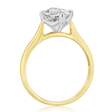 Luminesce Lab Grown 2 Carats Marquise Diamond Solitaire Ring in 9ct Yellow Gold