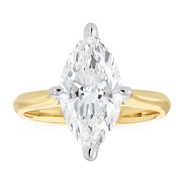 Luminesce Lab Grown 3 Carats Marquise Diamond Solitaire Ring in 9ct Yellow Gold