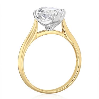 Luminesce Lab Grown 3 Carats Marquise Diamond Solitaire Ring in 9ct Yellow Gold