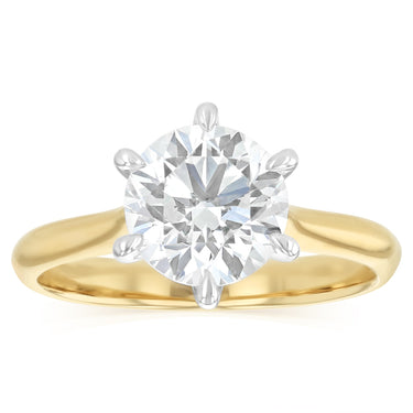 Luminesce Lab Grown 2 Carats Diamond Solitaire Ring in 9ct Yellow Gold