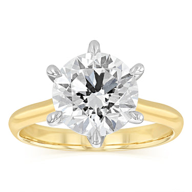 Luminesce Lab Grown 3 Carats Diamond Solitaire Ring in 9ct Yellow Gold