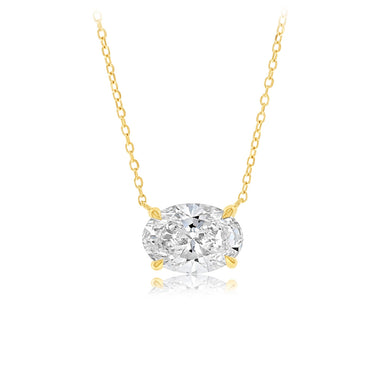 Luminesce Lab Grown 2 Carat Diamond Oval Pendant on 45cm Chain in 9ct Yellow Gold