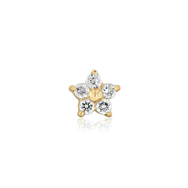 Luminesce Lab Grown 5 Diamond Flower Single Flatback Earring in 9ct Yellow Gold