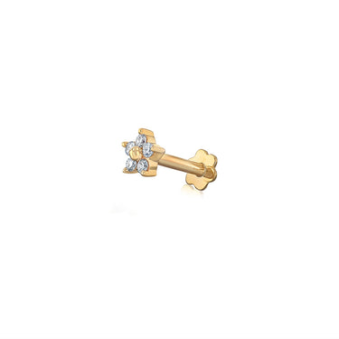 Luminesce Lab Grown 5 Diamond Flower Single Flatback Earring in 9ct Yellow Gold
