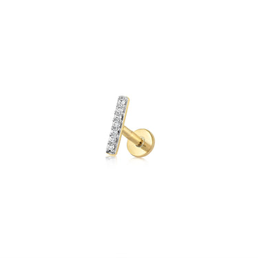 Luminesce Lab Grown 7 Diamond Bar Single Flatback Earring in 9ct Yellow Gold