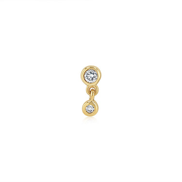 Luminesce Lab Grown 2 Diamond Drop Single Flatback Earring in 9ct Yellow Gold