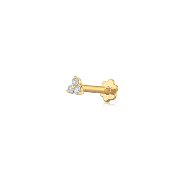 Luminesce Lab Grown 3 Diamond Cluster Single Flatback Earring in 9ct Yellow Gold