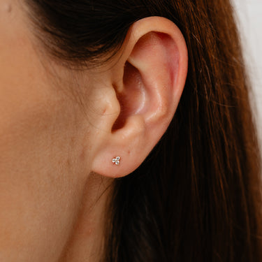 Luminesce Lab Grown 3 Diamond Cluster Single Flatback Earring in 9ct Yellow Gold