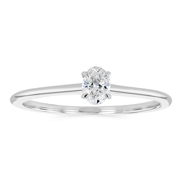 Luminesce Lab Grown 1/4 Carat Diamond Solitaire Oval Ring in Sterling Silver