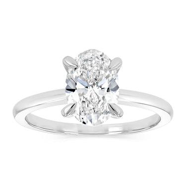 Luminesce Lab Grown 2 Carat Diamond Solitaire Oval Ring in Sterling Silver