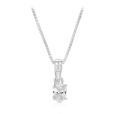 Luminesce Lab Grown 1/4 Carat Diamond Solitaire Oval Pendant on Chain in Sterling Silver