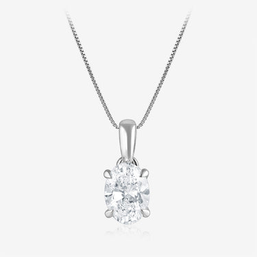 Luminesce Lab Grown 2 Carat Diamond Solitaire Oval Pendant on Chain in Sterling Silver