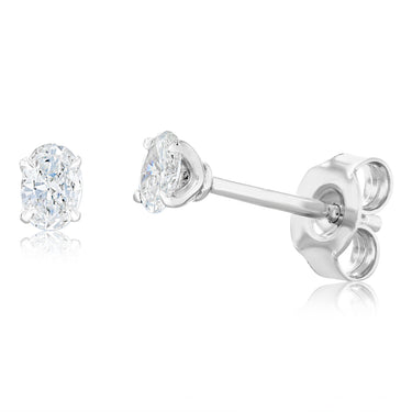 Luminesce Lab Grown 1/4 Carat Diamond Solitaire Oval Earrings in Sterling Silver