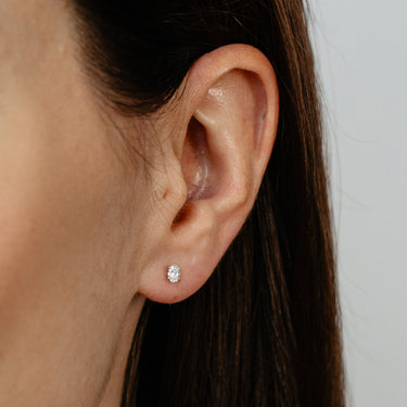 Luminesce Lab Grown 1/4 Carat Diamond Solitaire Oval Earrings in Sterling Silver