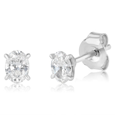 Luminesce Lab Grown 1/2 Carat Diamond Solitaire Oval Earrings in Sterling Silver
