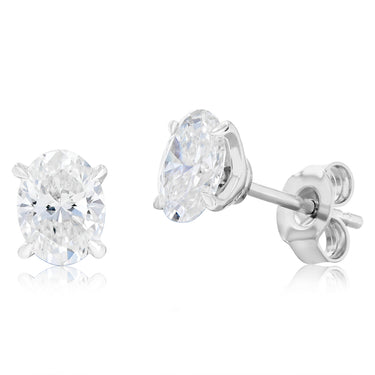 Luminesce Lab Grown 1.50 Carat Diamond Solitaire Oval Earrings in Sterling Silver