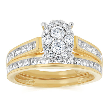 Luminesce Lab Grown 1 Carat Diamond Bridal Set in 9ct Yellow Gold