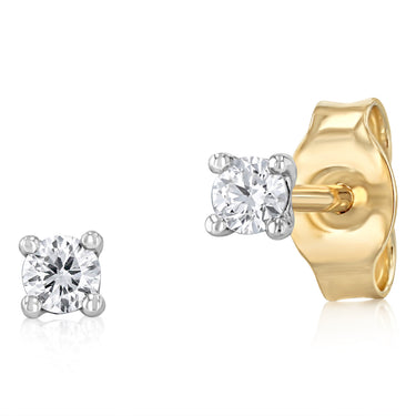 Luminesce Lab Grown 1/10 Carat Diamond Solitaire Stud Earrings in 9ct Yellow Gold
