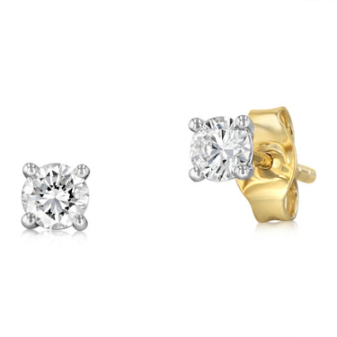 Luminesce Lab Grown 1/3 Carat Diamond Solitaire Stud Earrings in 9ct Yellow Gold