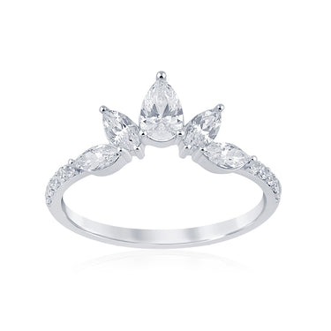 Luminesce Lab Grown 0.85 Carat Pear, Marquise, and Brilliant Cut Diamond Ring in 9ct White Gold