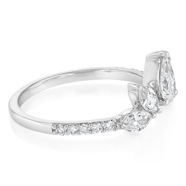 Luminesce Lab Grown 0.85 Carat Pear, Marquise, and Brilliant Cut Diamond Ring in 9ct White Gold