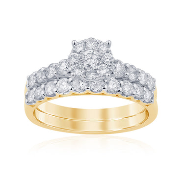 Luminesce Lab Grown 1 Carat Diamond Bridal Set Ring in 9ct Yellow Gold