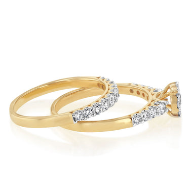 Luminesce Lab Grown 1 Carat Diamond Bridal Set Ring in 9ct Yellow Gold