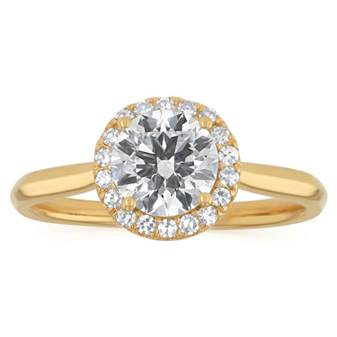 Luminesce Lab Grown 1.10 Carat Diamond Halo Solitaire Ring in Gold Plated Sterling Silver