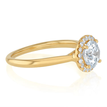 Luminesce Lab Grown 1.10 Carat Diamond Halo Solitaire Ring in Gold Plated Sterling Silver