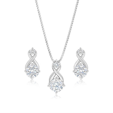 Luminesce Lab Grown 1.50 Carat Diamond Drop Earrings and Pendant Set in Sterling Silver on 45cm Chain