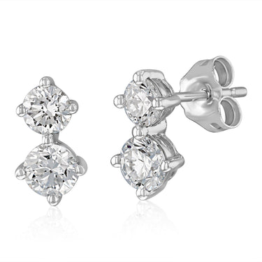 Luminesce Lab Grown 1.20 Carat Diamond Two Stone Stud Earrings in 9ct White Gold