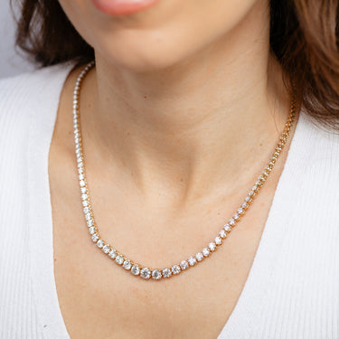 Luminesce Lab Grown 15 Carat Diamond Graduated Tennis Necklace in 9ct Yellow Gold