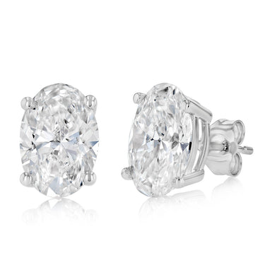 Luminesce Lab Grown 5 Carat Diamond Oval Solitaire Stud Earrings in 9ct White Gold